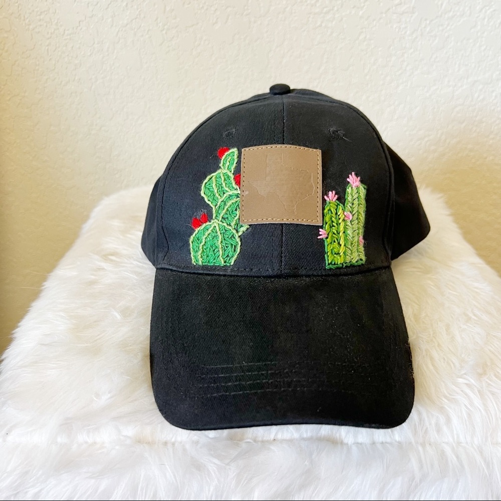 Cactus embroidered Black Texas Hat